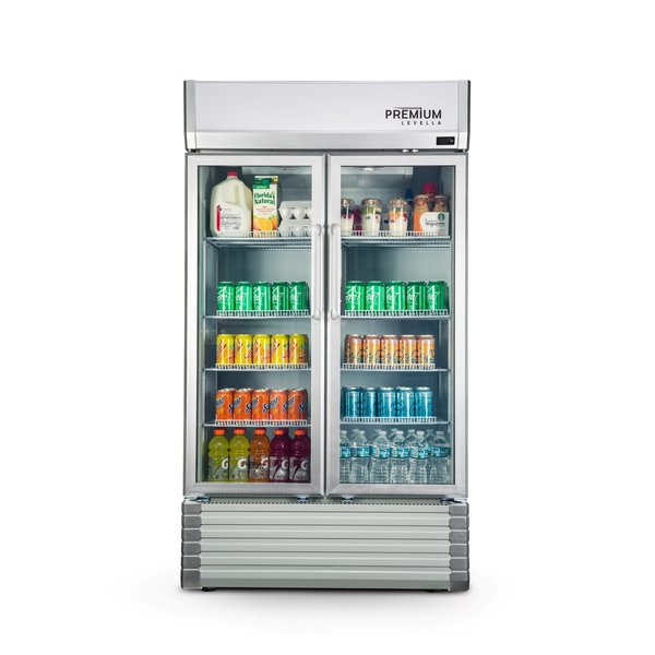 Premium Levella Premium Levella 29 cu. Ft Commercial Display Refrigerator Two Glass Door Merchandiser in Silver PRN290DX